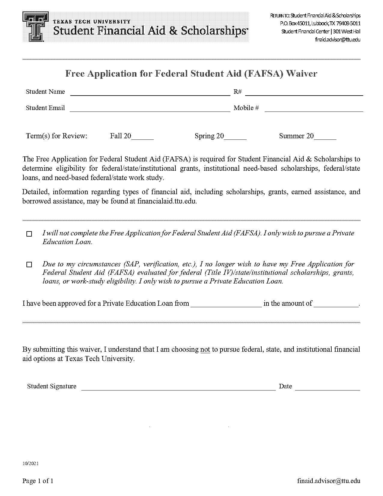 financial aid free application