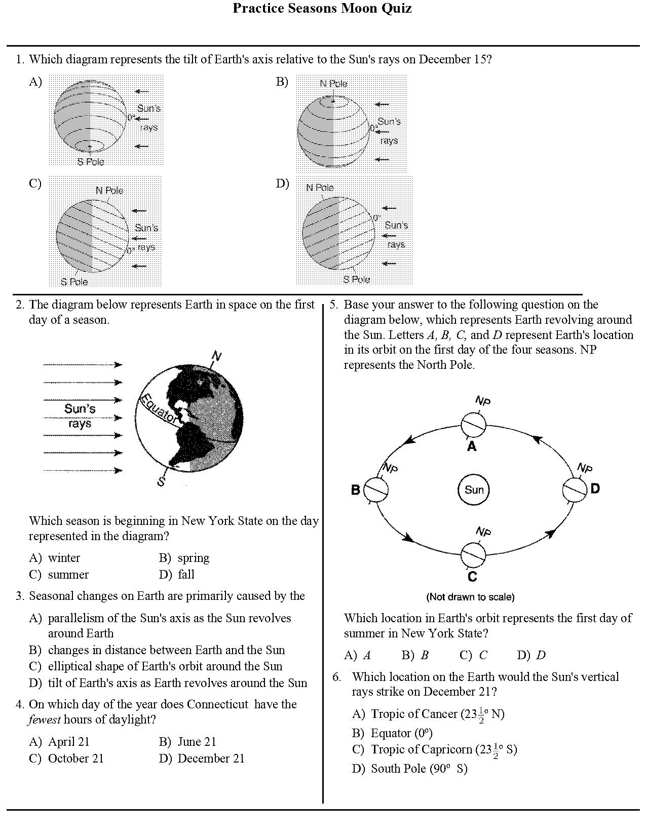 free printable phases of the moon quiz worksheets