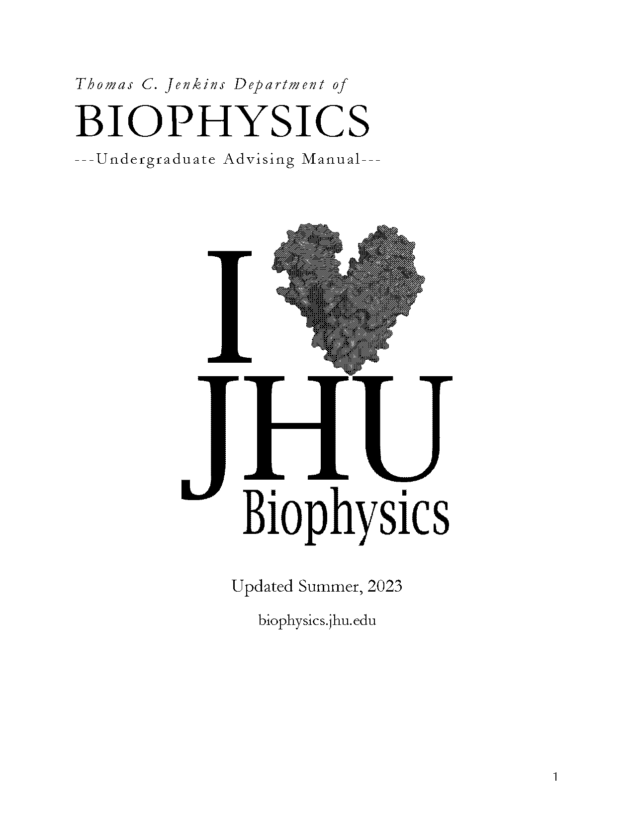 johns hopkins biophysics major requirements