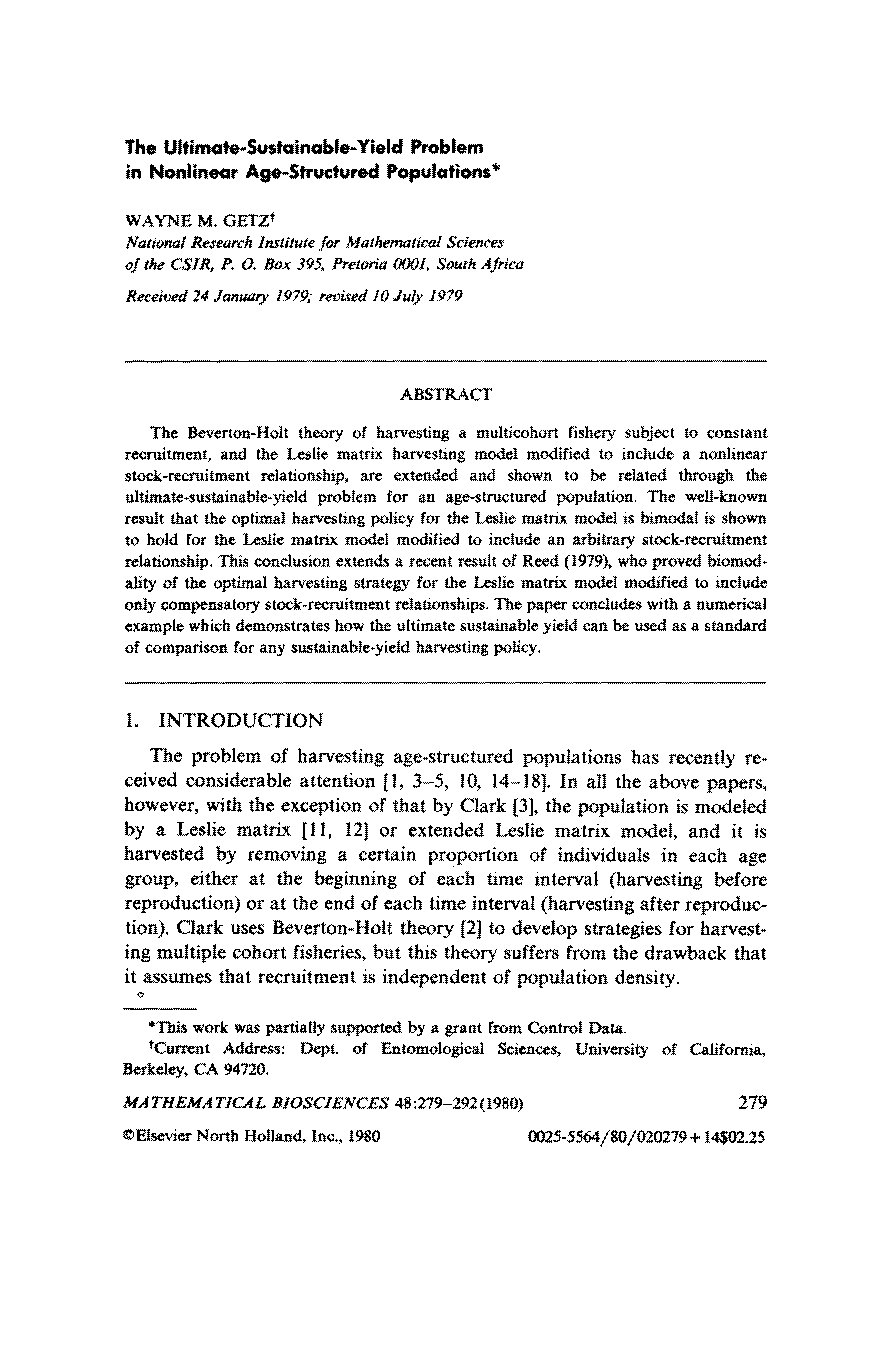 basic leslie matrix example problems