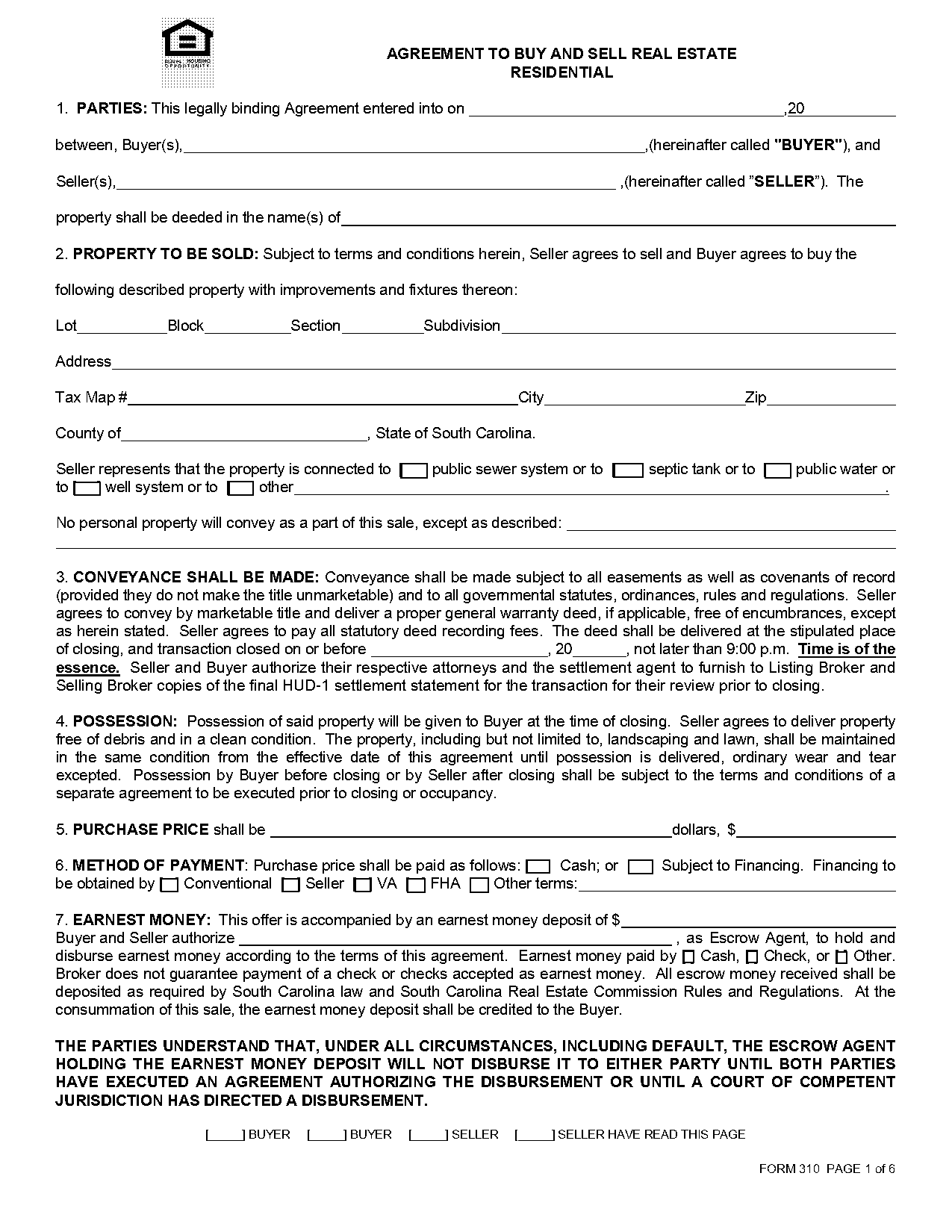 charleston real estate contract