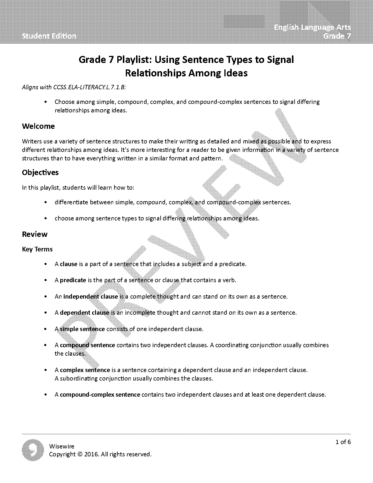 sentence structure simple compound complex worksheets