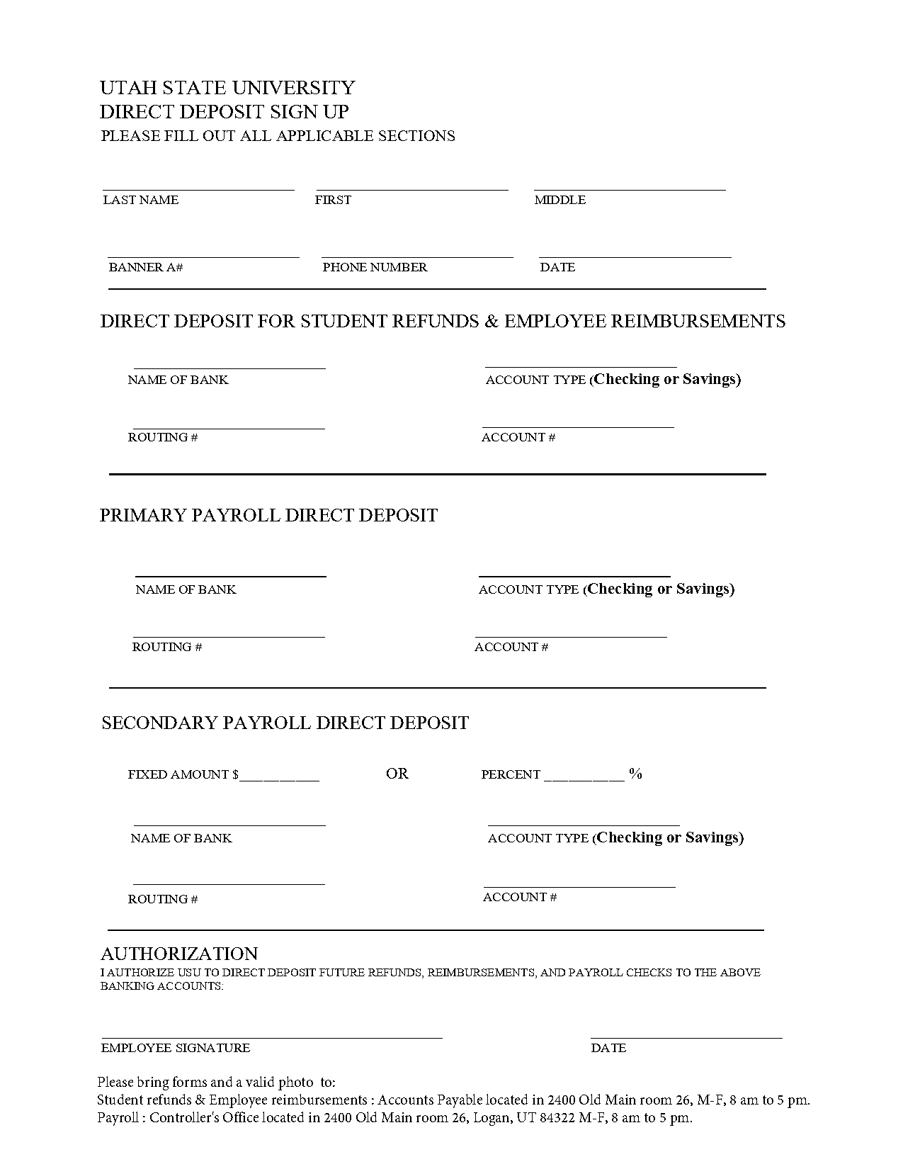 central bank utah direct deposit form