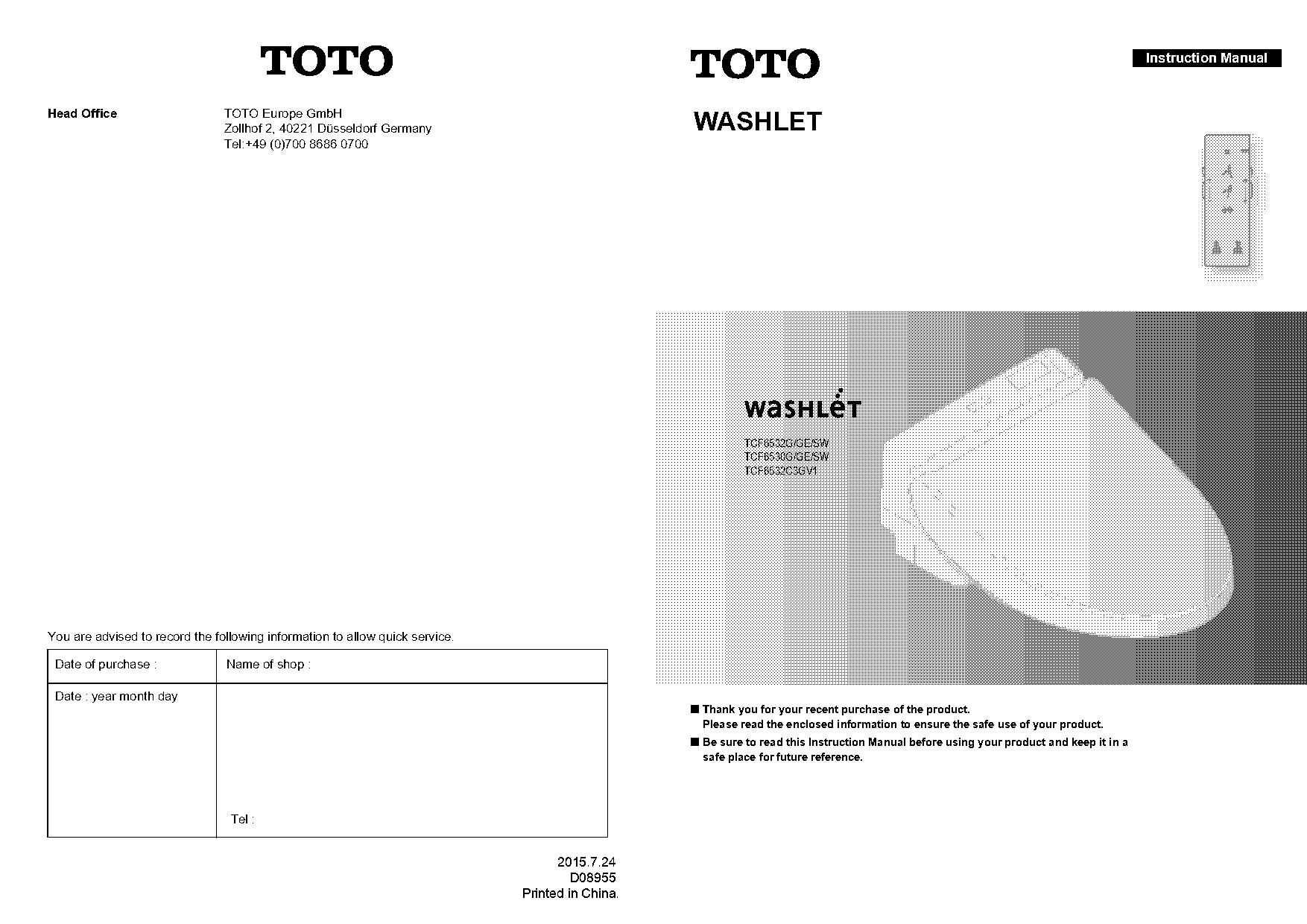 toto washlet instruction manual