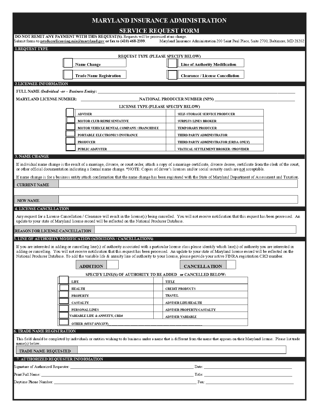 change of name form maryland