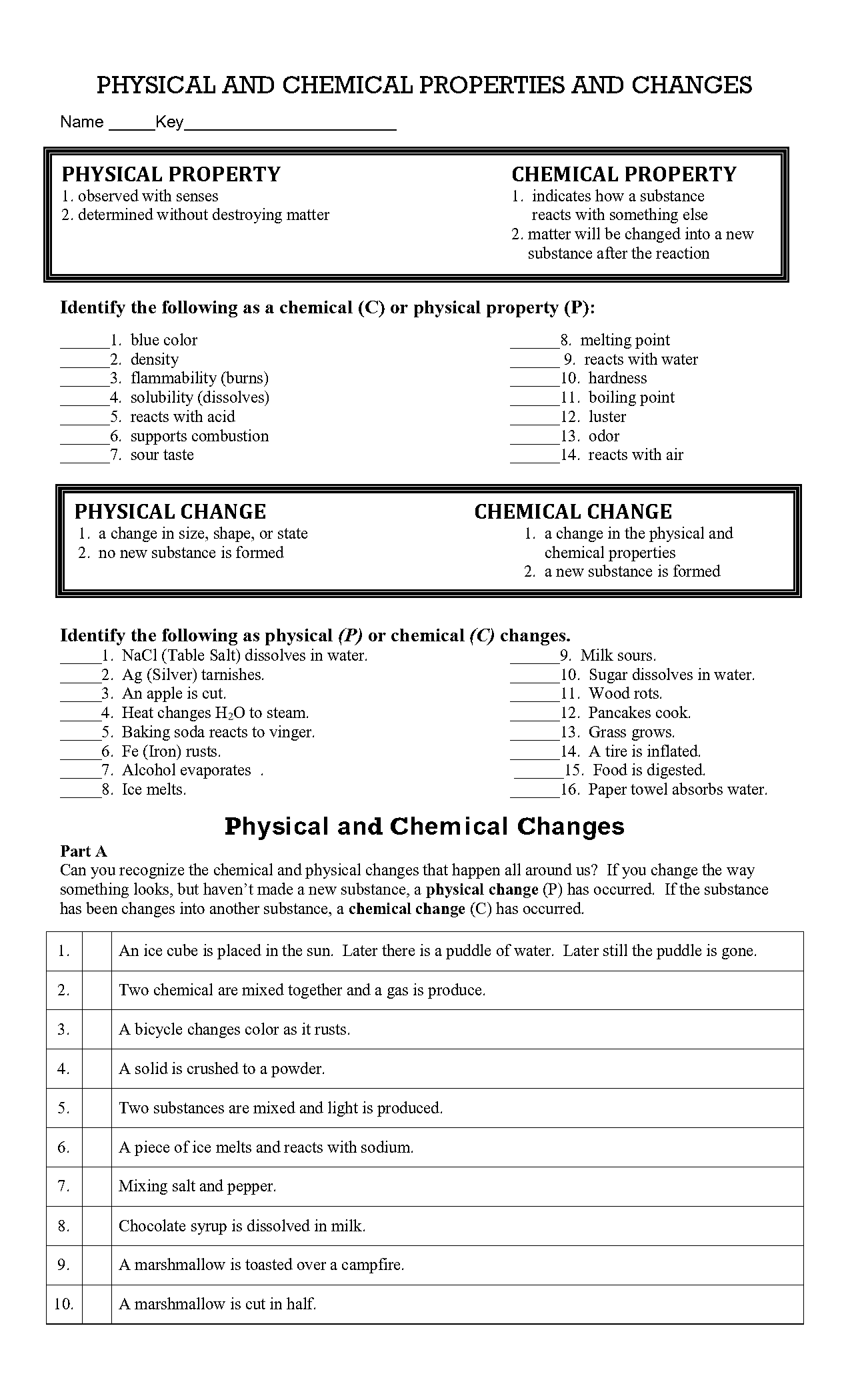 physical properties worksheet pdf