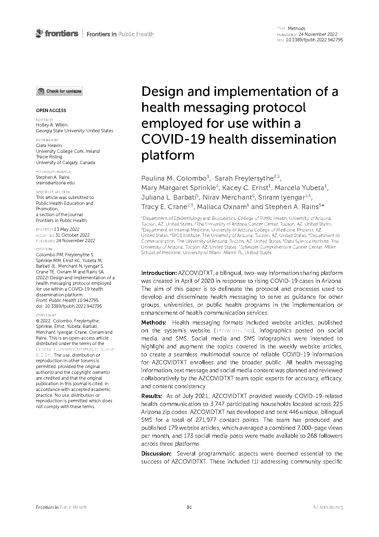 sms protocol in covid