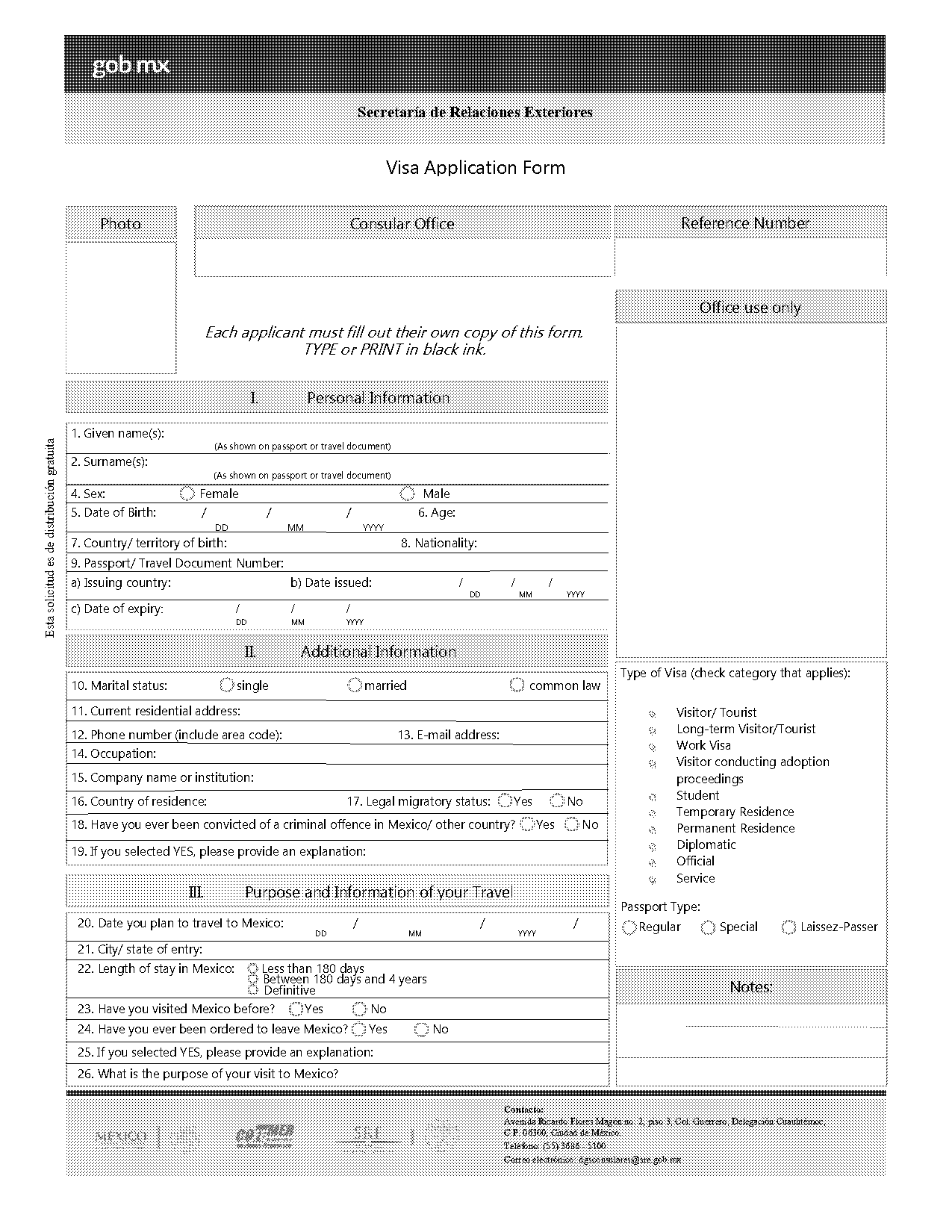 download tourist visa application form for canada