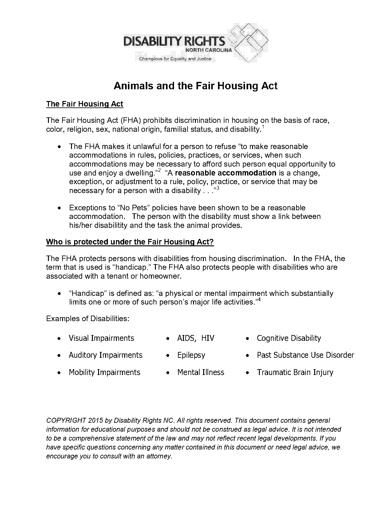 fair housing act and mental illness