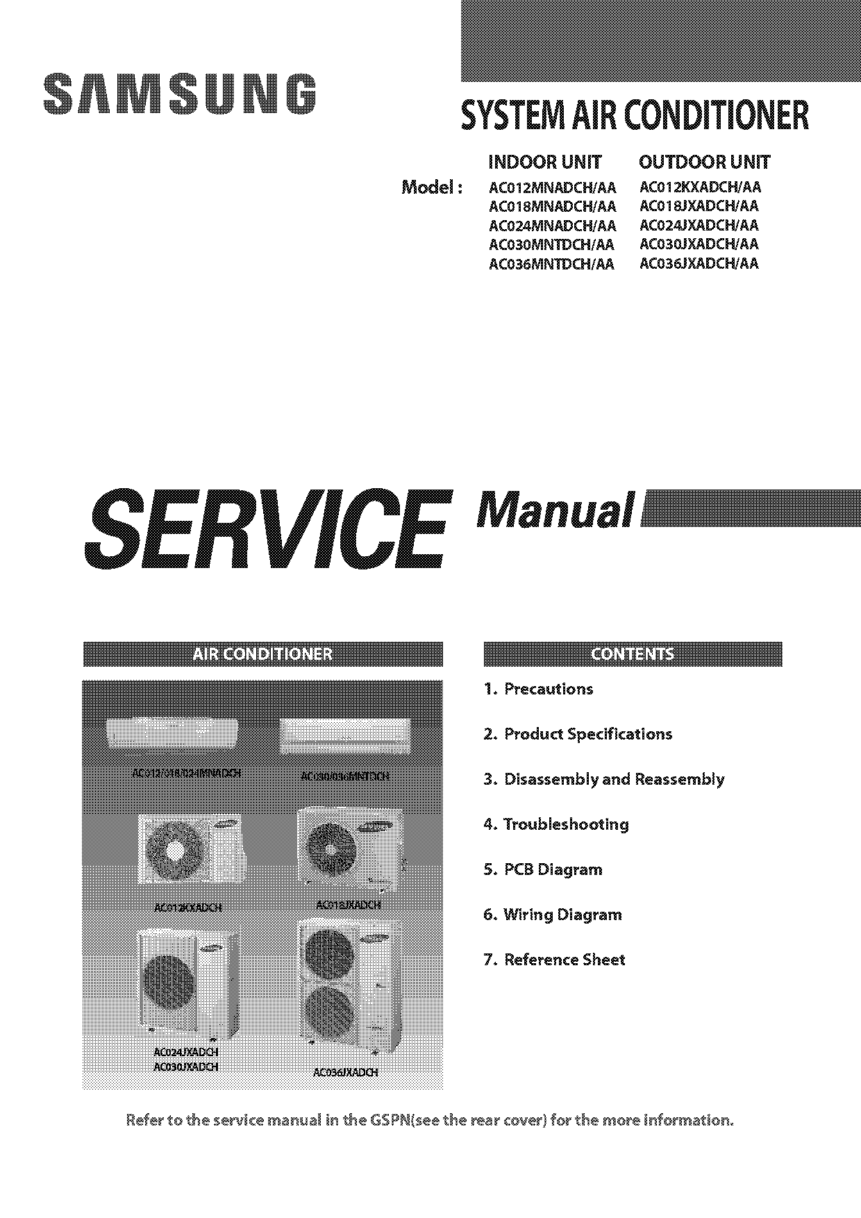 service manual air conditioner samsung