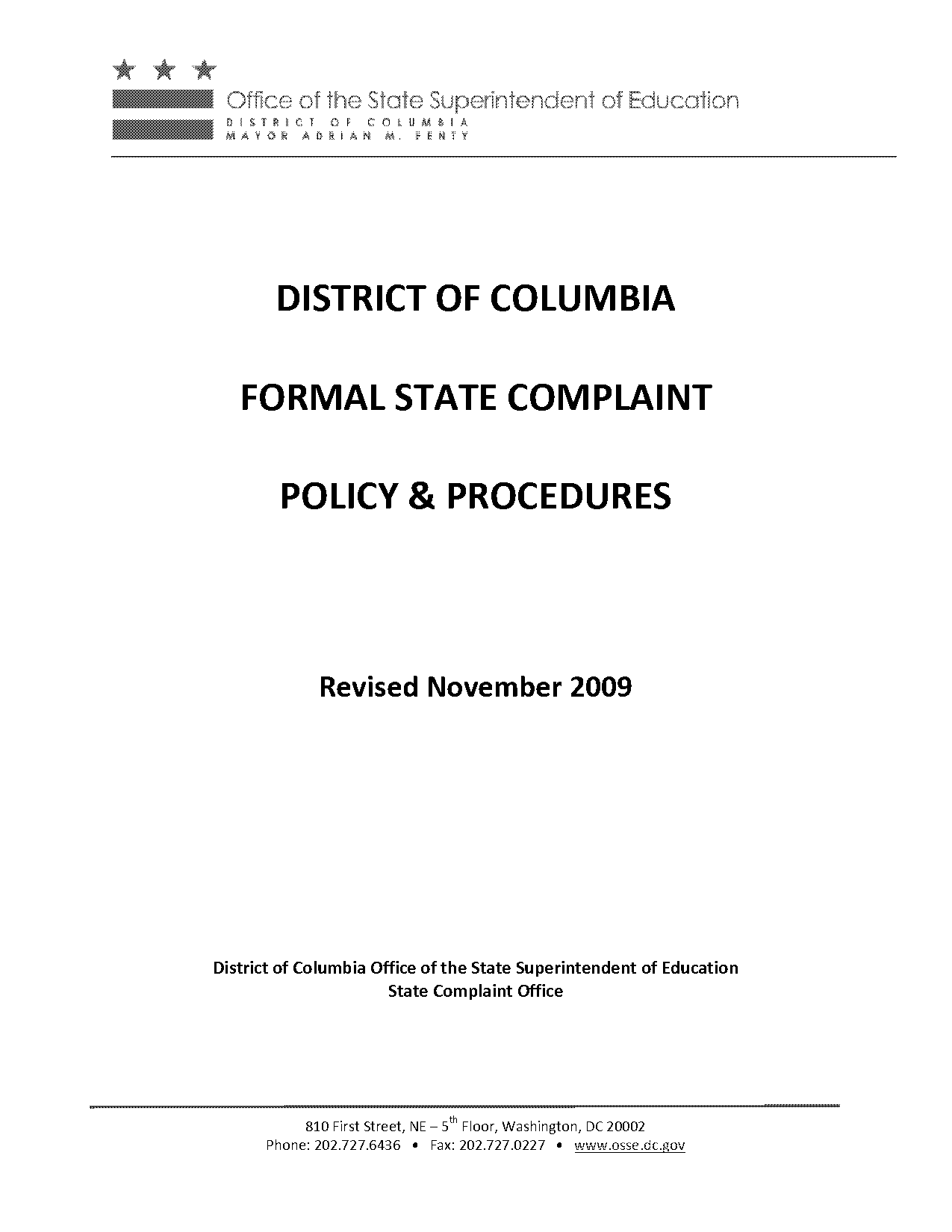 district of columbia policies procedures and regulations