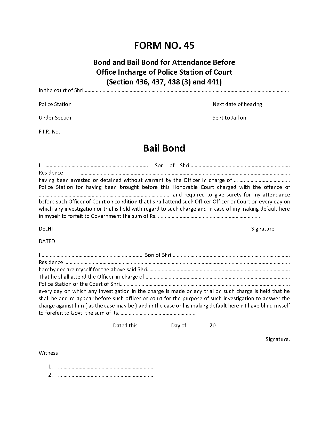 bail bonds release forms