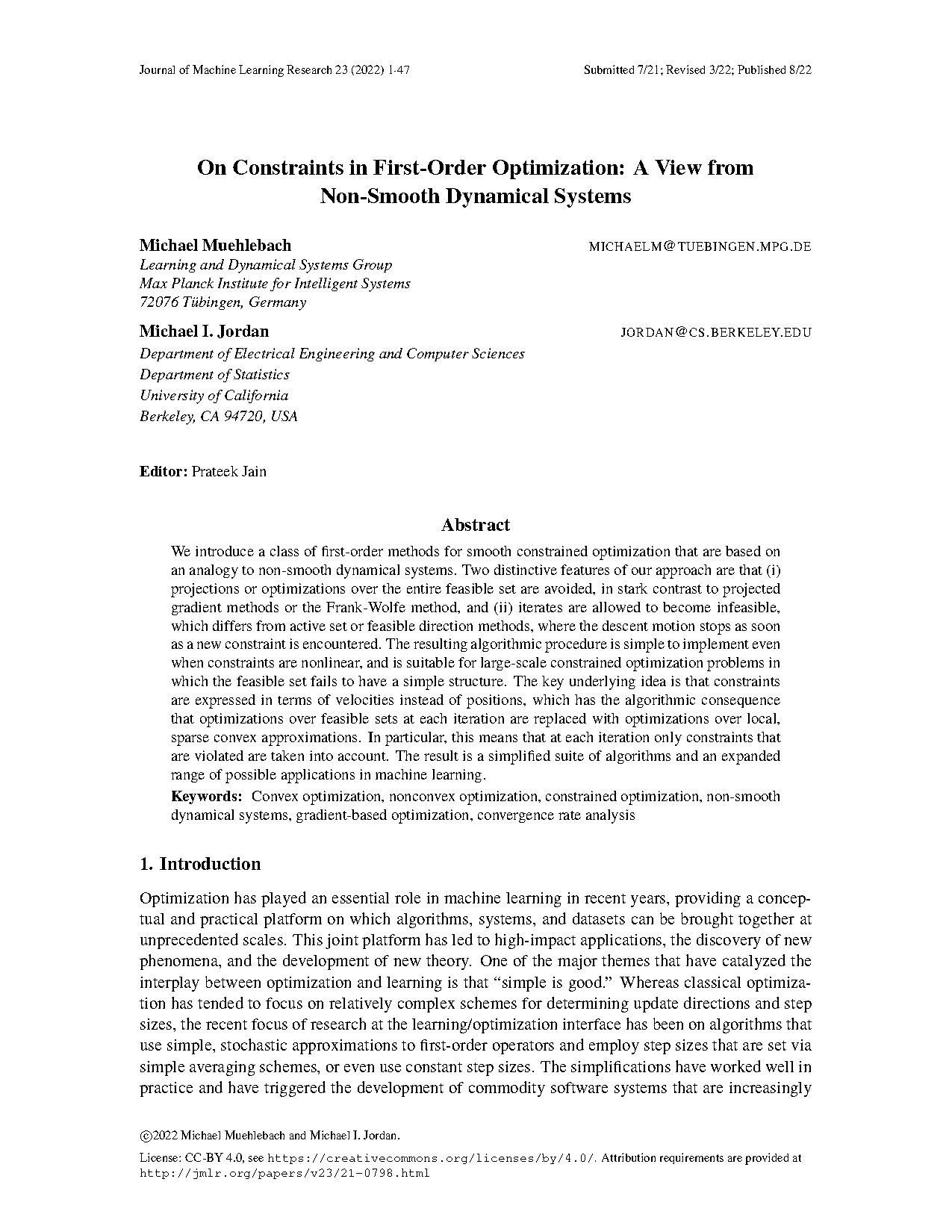 constrained optimization first order method