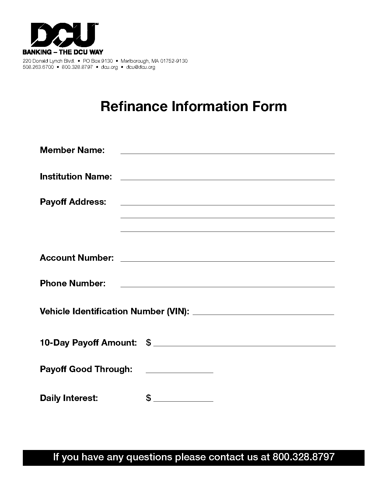 dcu refinance information form pdf