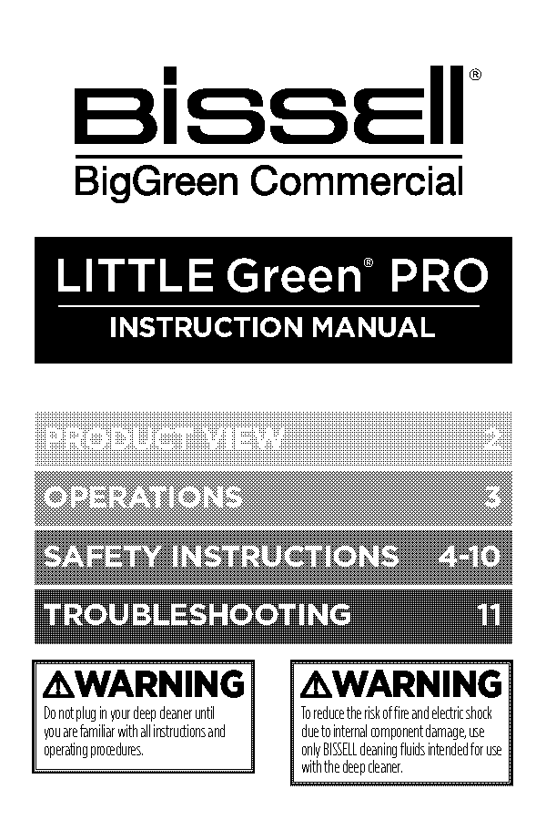 bissell little grean pro heat pet manual