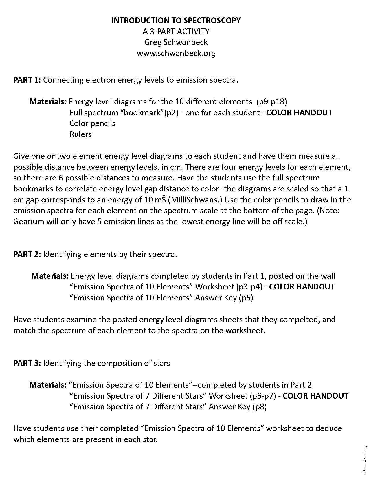 atomic spectra worksheet answer key