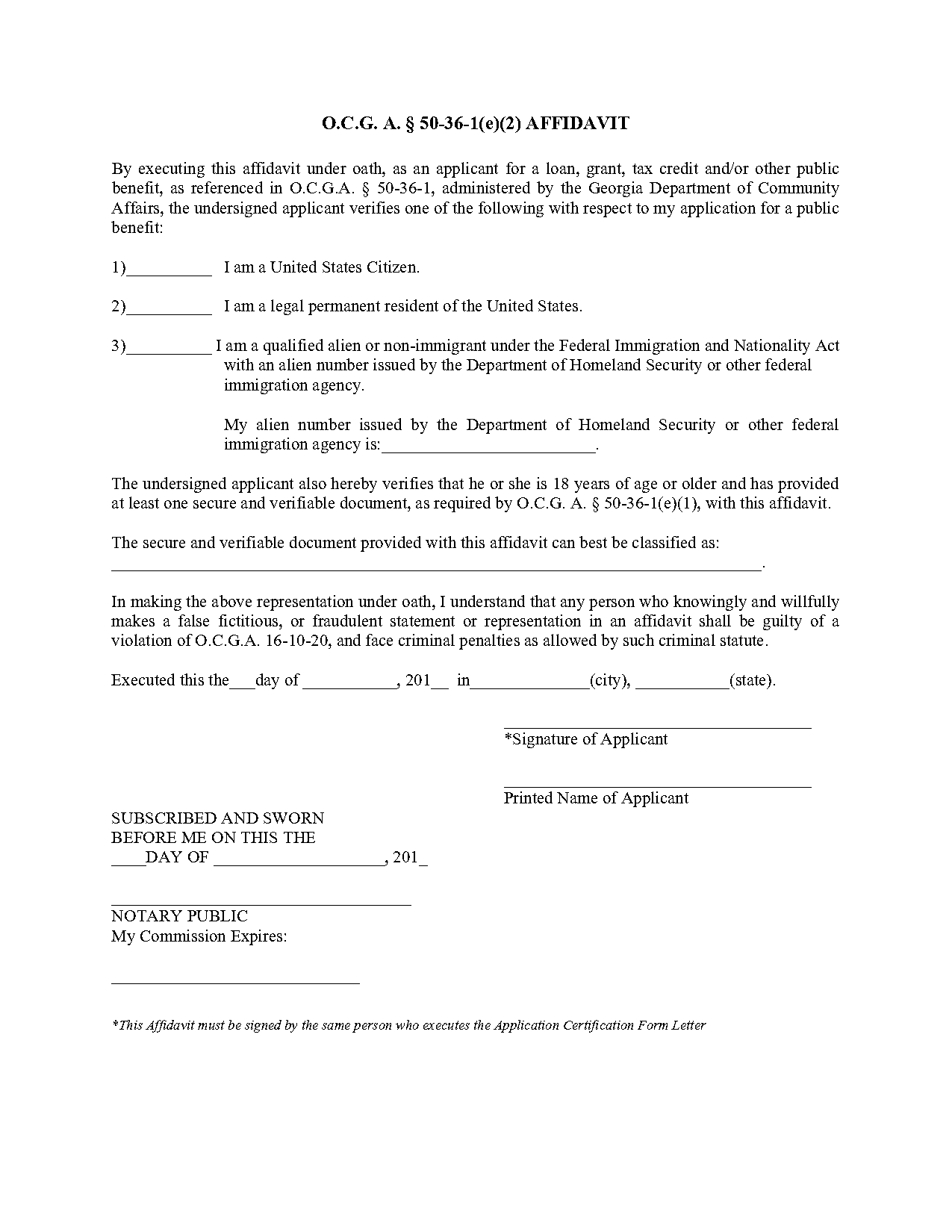 sample of an affidavit for immigration