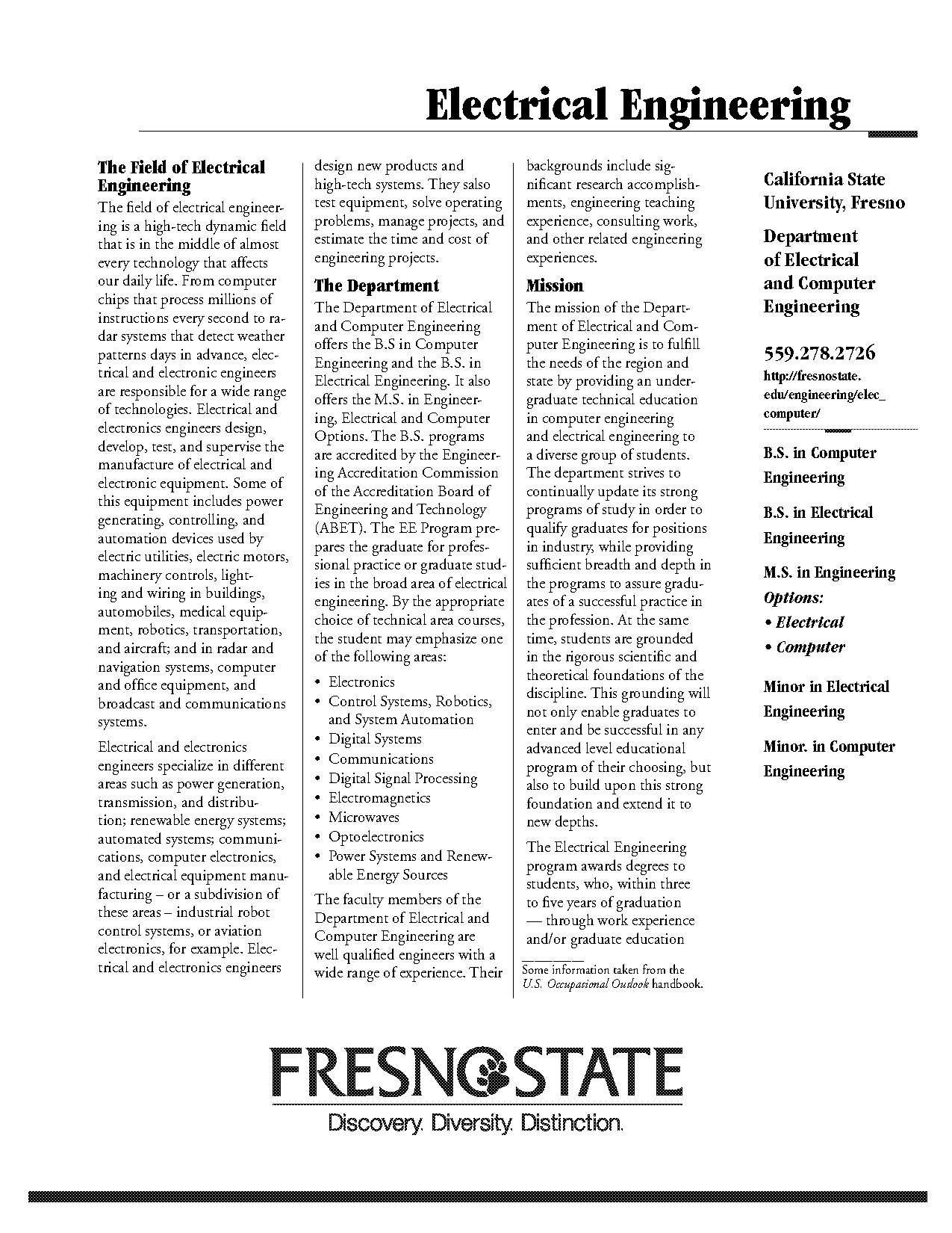 electrical engineering requirements fresno state