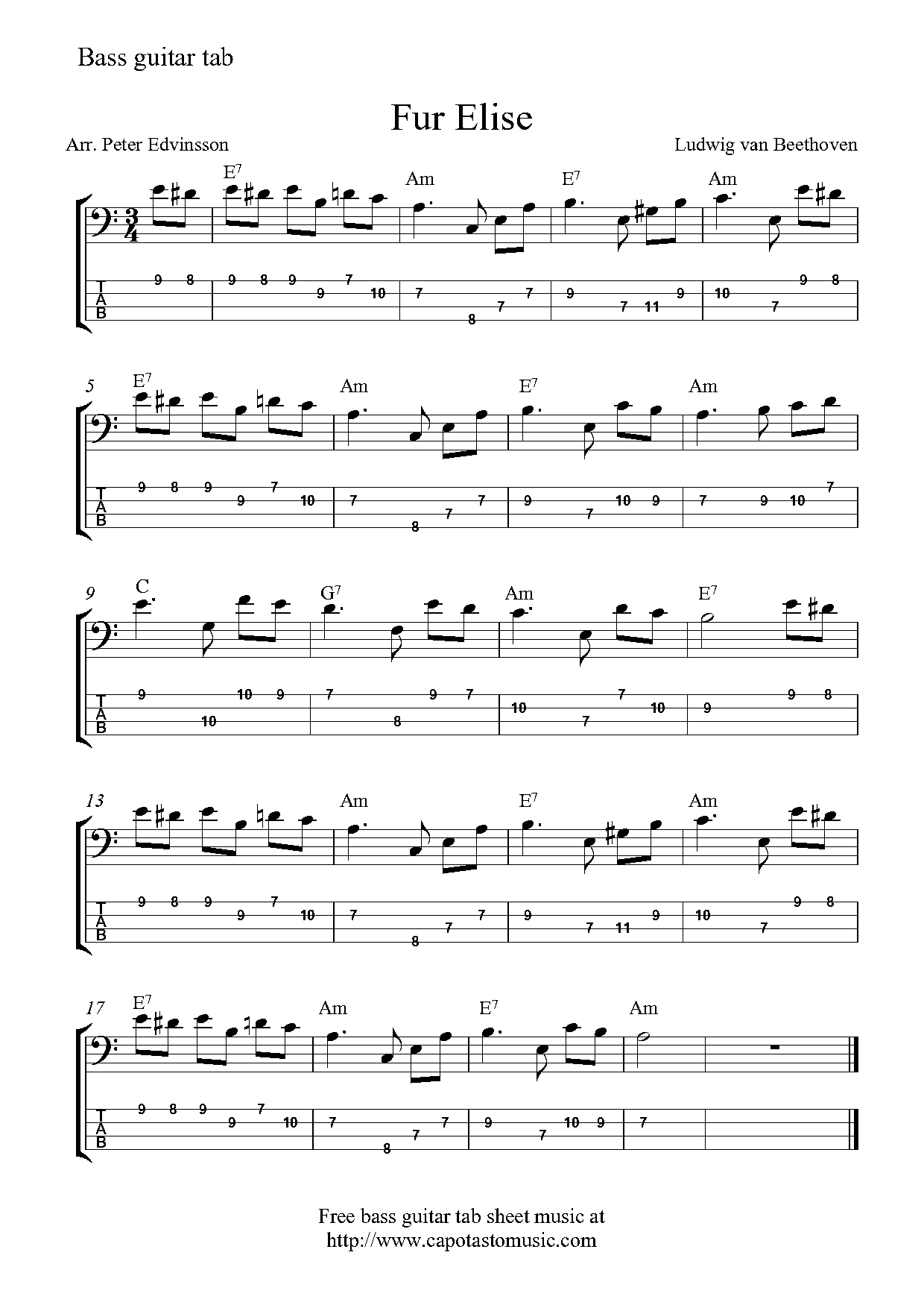 fur elise guitar sheet music pdf