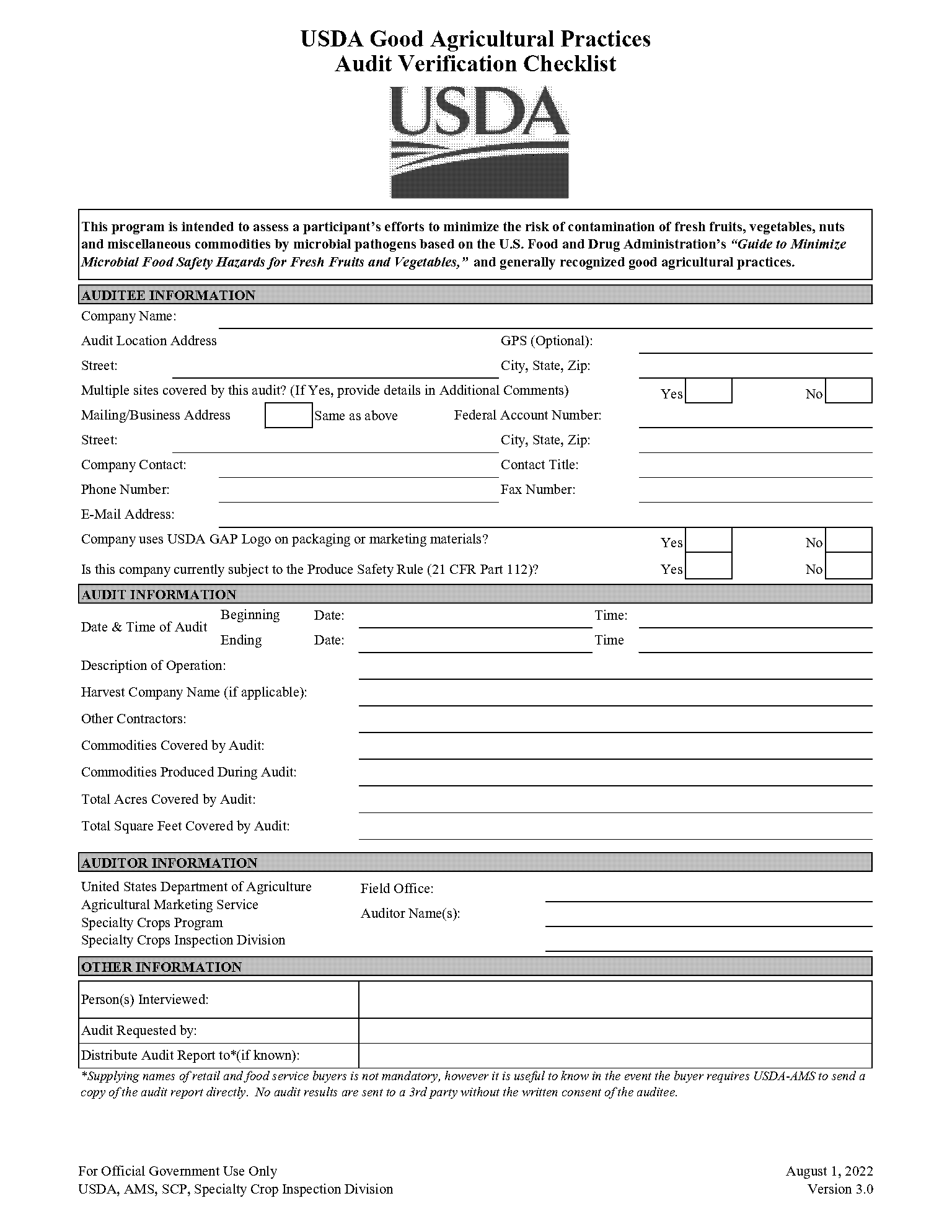 gap food safety checklist