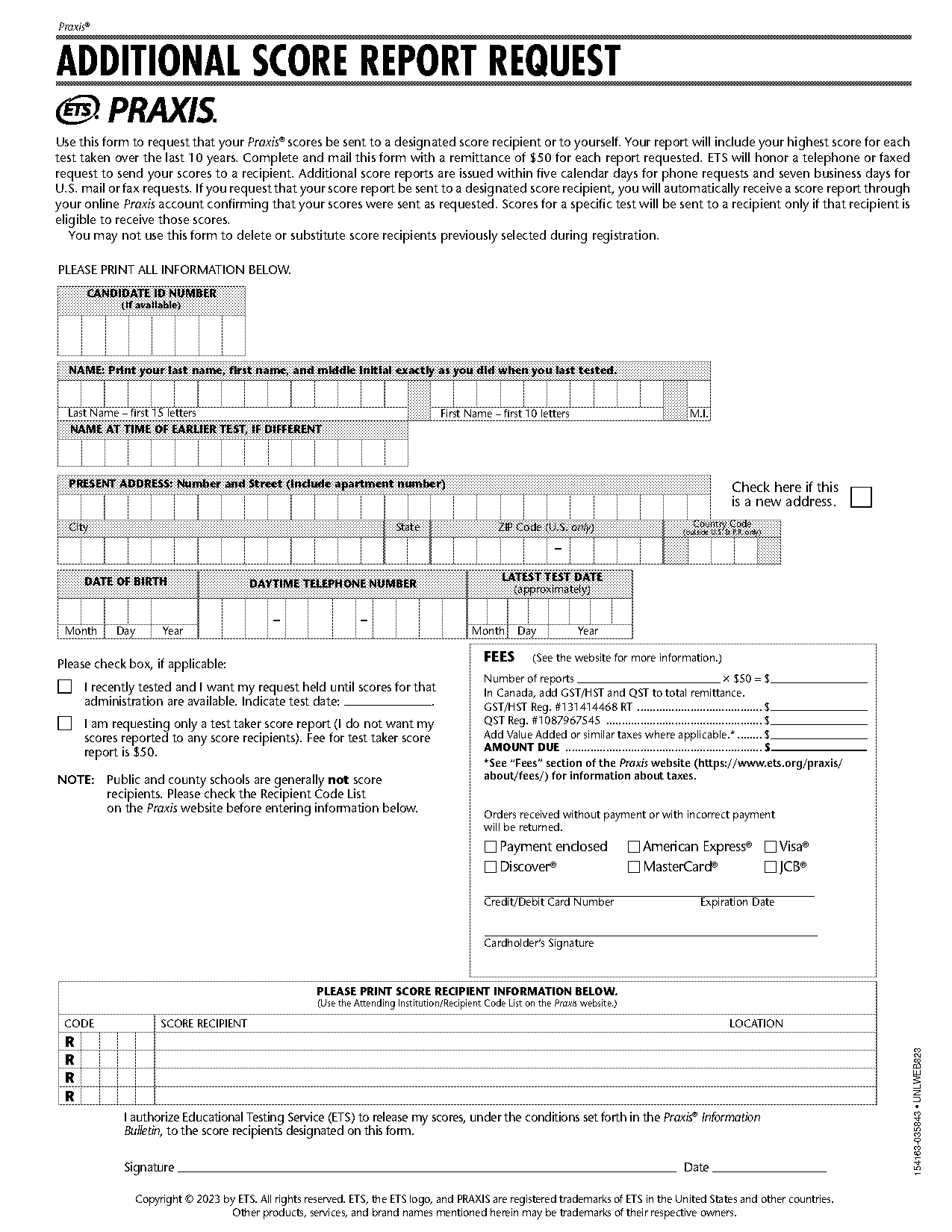 what is report date on designated score recipients