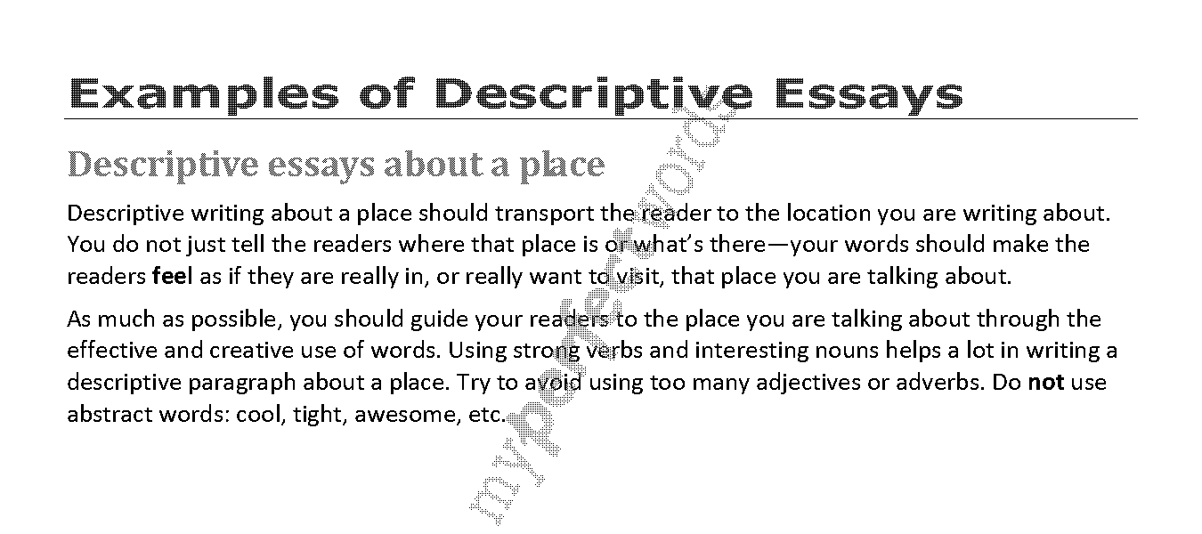 sample descriptive paragraph about a place pdf