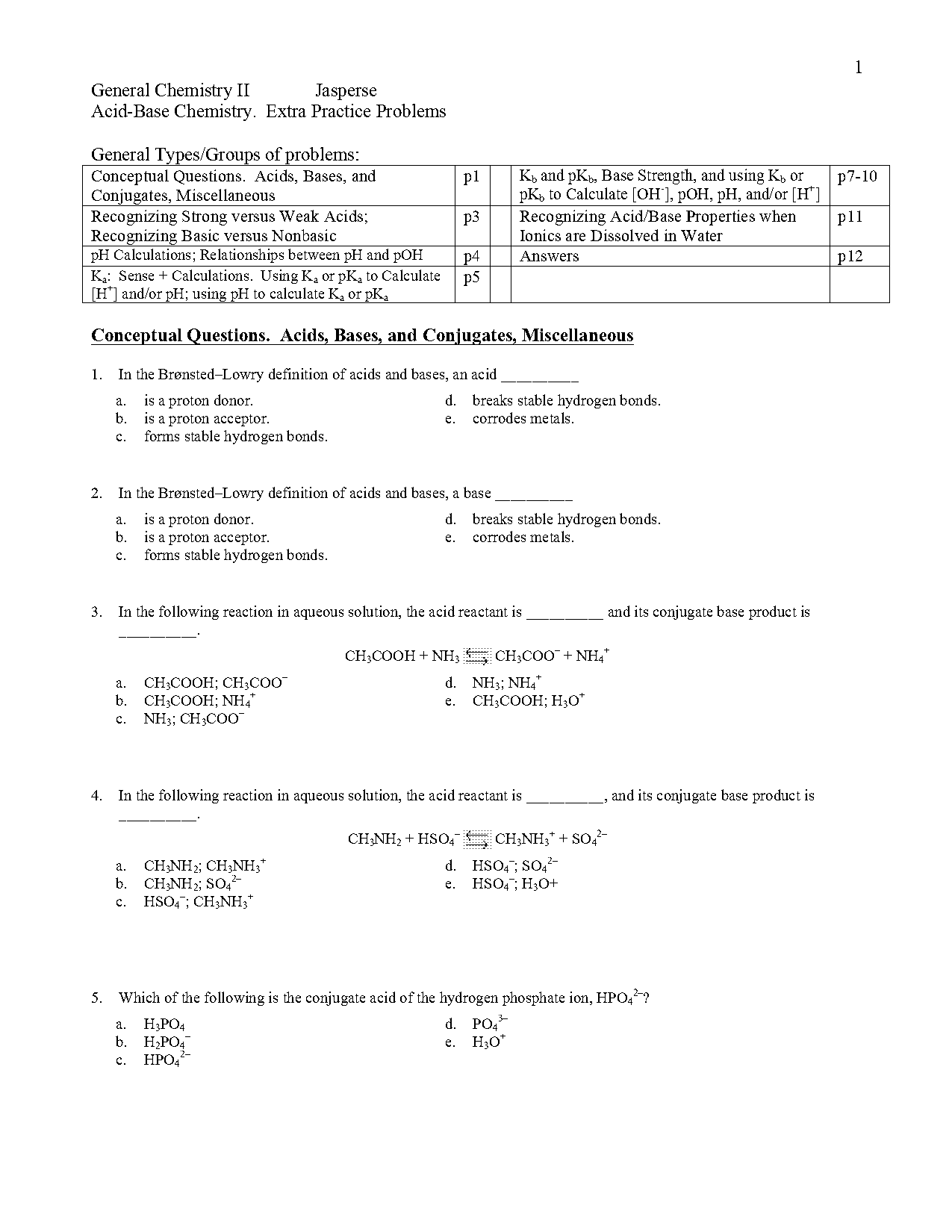 acid base review worksheet answers