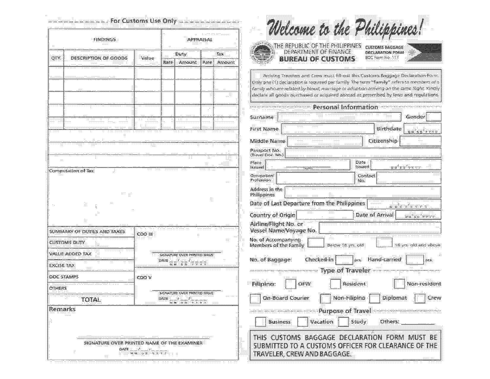 what to declare at customs philippines