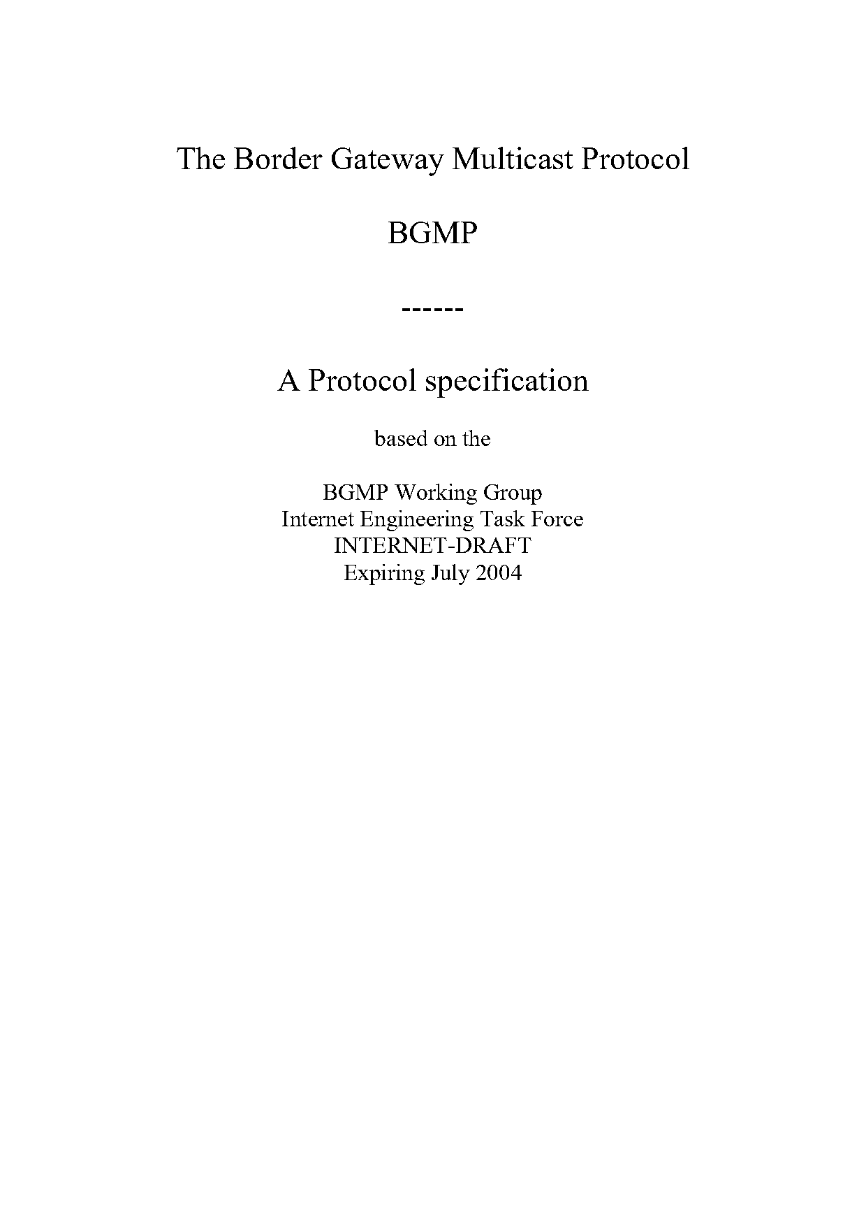 border gateway multicast protocol