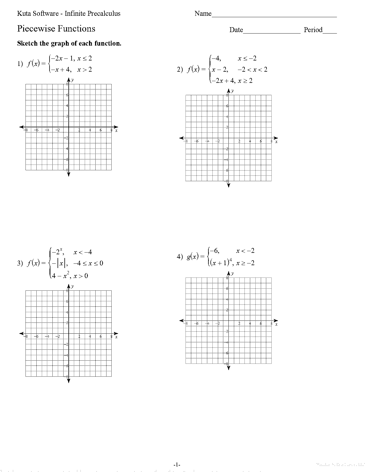 linear piecewise graphs worksheet