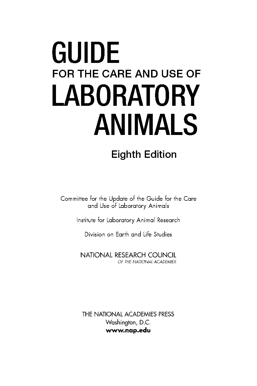 guide to care and use of laboratory animals